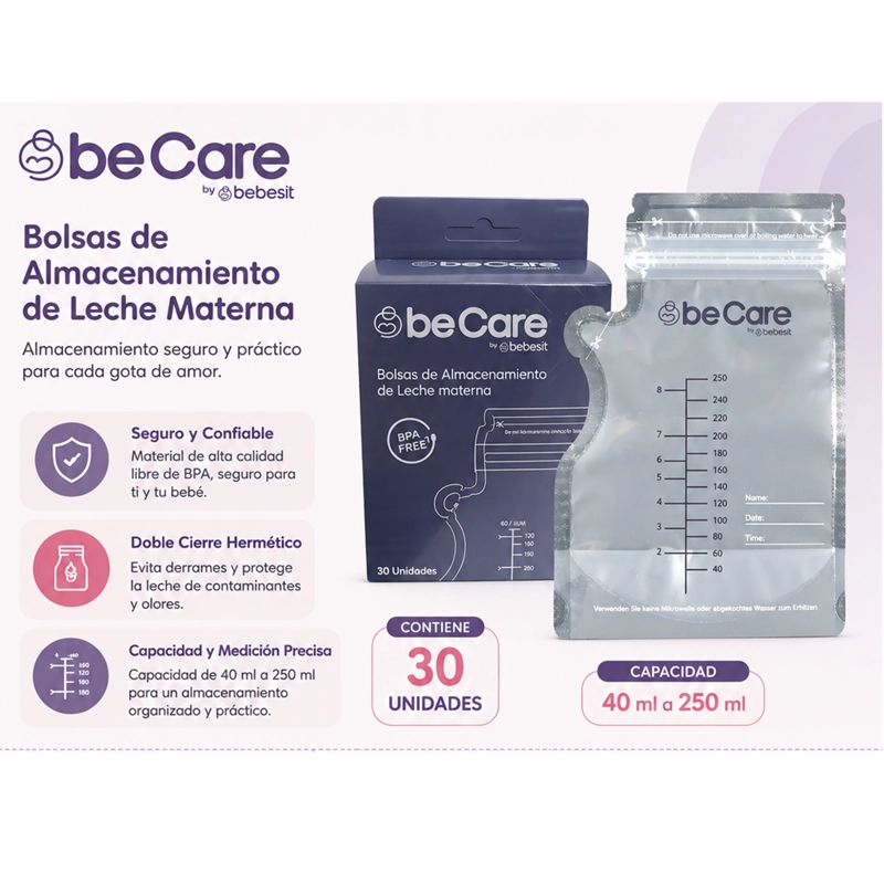 PACK BEBESIT 30 BOLSAS PARA ALMACENAR LECHE MATERNA 200 ML - 3