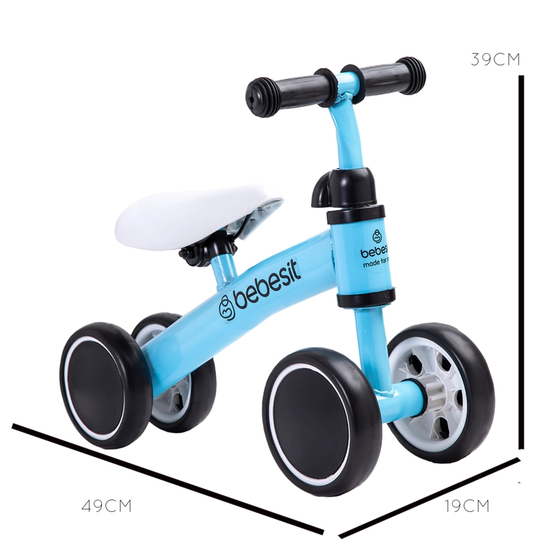 BICICLETA TRICICLO APRENDIZAJE BEBESIT 4 RUEDAS XT02 AZUL - 6