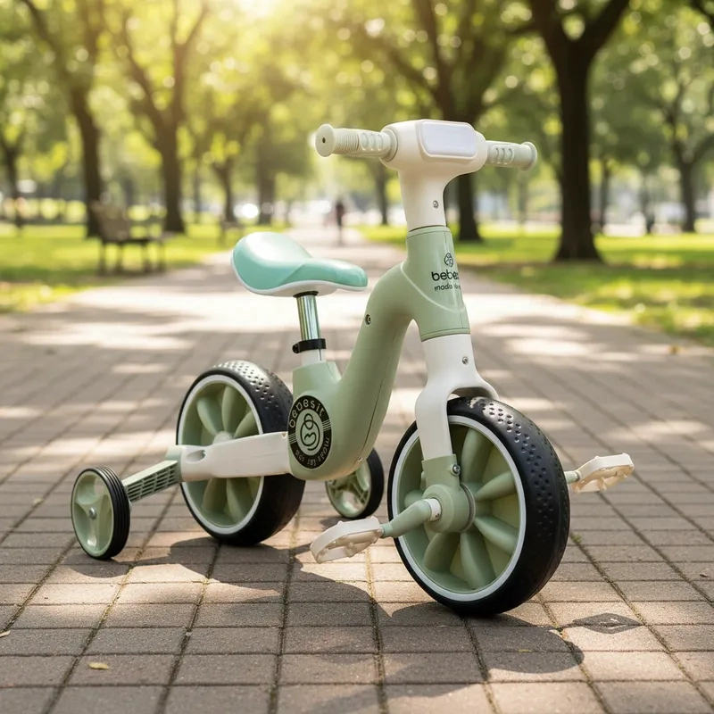 TRICICLO BEBESIT BICICLETA APRENDIZAJE PEDALES 2 EN 1 XT05 VERDE - 2