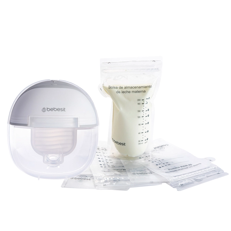 EXTRACTOR LECHE MATERNA BEBESIT BLANCO ELÉCTRICO MANOS LIBRE + 10 BOLSAS - 1