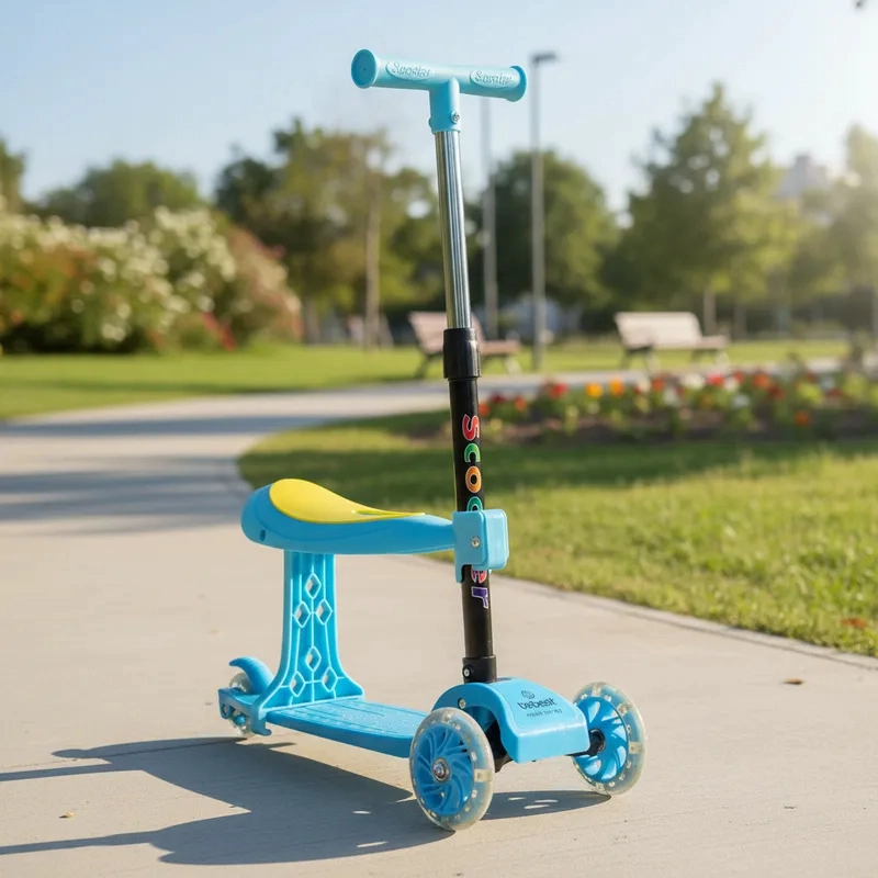 SCOOTER MONOPATIN 2 EN 1 CON ASIENTO NIÑO PLEGABLE XT04 AZUL - 2