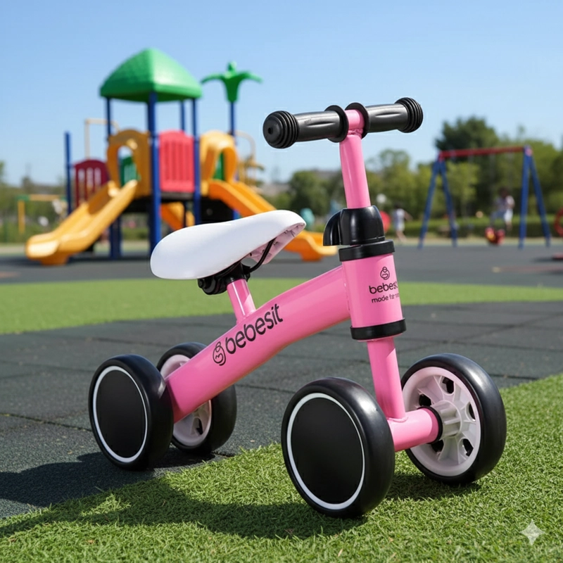 BICICLETA TRICICLO APRENDIZAJE BEBESIT 4 RUEDAS XT02 ROSA - 2