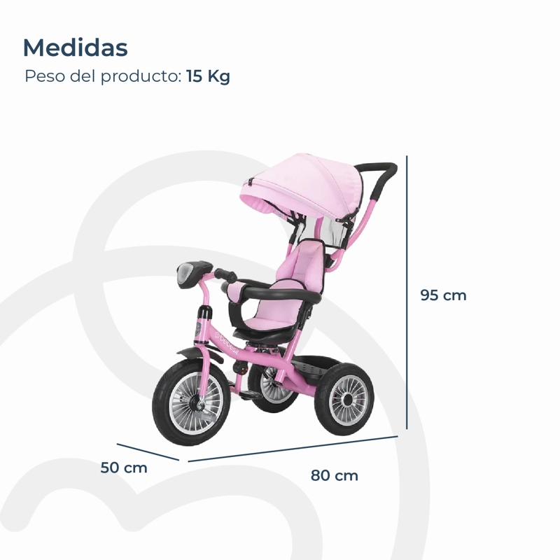 TTRICICLO PASEO INFANTIL 360 1326 LX ROSADO BEBESIT - 9