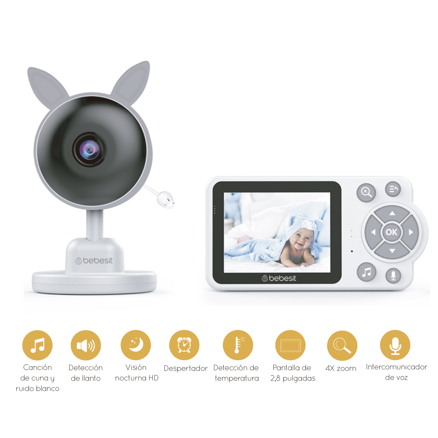 MONITOR BEBESIT CAMARA SMARTGUARD 2.0 4X ZOOM CON RUIDO BLANCO - 7