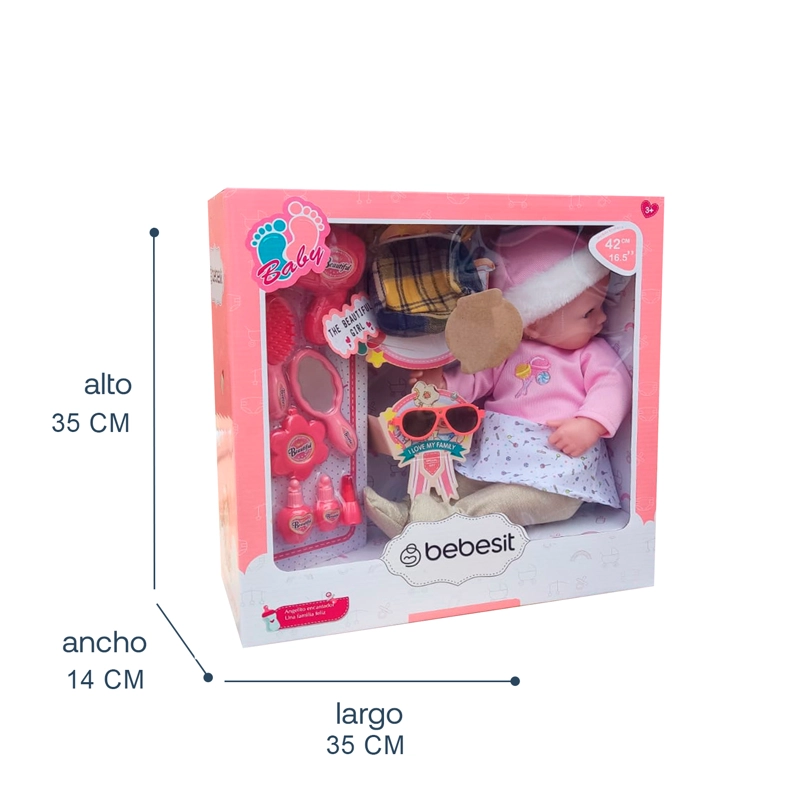 MUÑECA BEBE BEBESIT CELESTE 42 CM CON ACCESORIOS - 6
