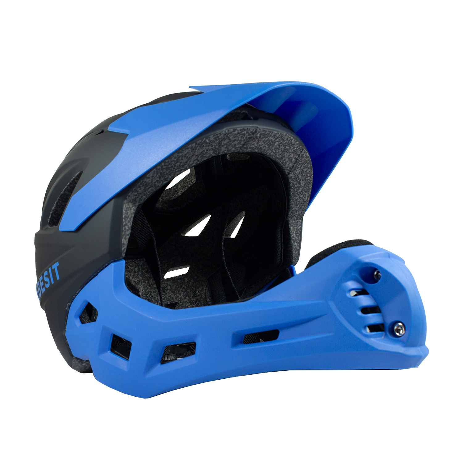 CASCO INTEGRAL BICI CROSS REJILLA DESMONTABLE NEGRO AZUL - 1