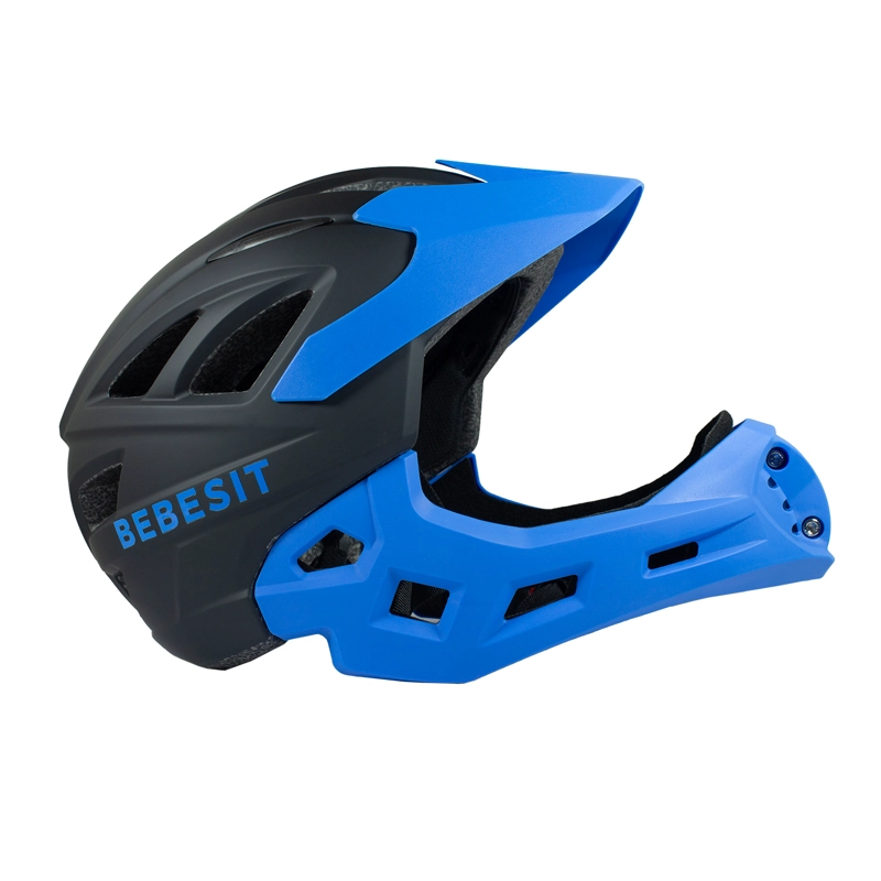 CASCO INTEGRAL BICI CROSS REJILLA DESMONTABLE NEGRO AZUL - 2