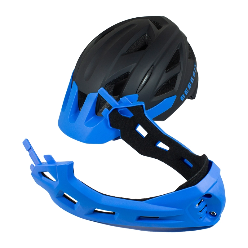 CASCO INTEGRAL BICI CROSS REJILLA DESMONTABLE NEGRO AZUL - 5