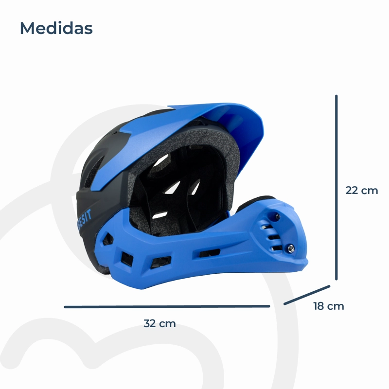 CASCO INTEGRAL BICI CROSS REJILLA DESMONTABLE NEGRO AZUL - 8