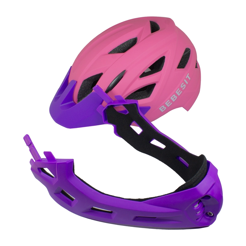 CASCO INTEGRAL BICI CROSS REJILLA DESMONTABLE ROSADO MORADO - 5