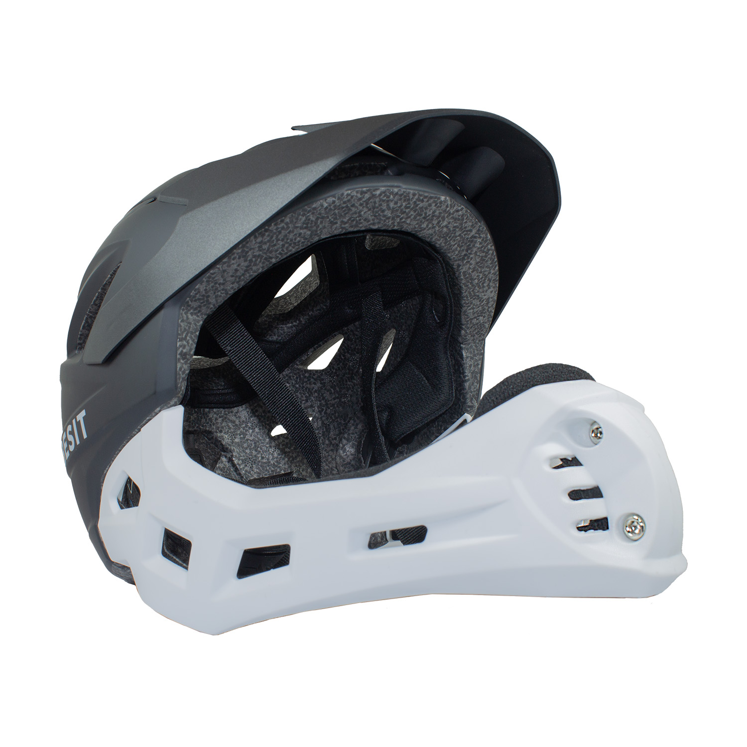 CASCO INTEGRAL BICI CROSS REJILLA DESMONTABLE BLANCO NEGRO - 1