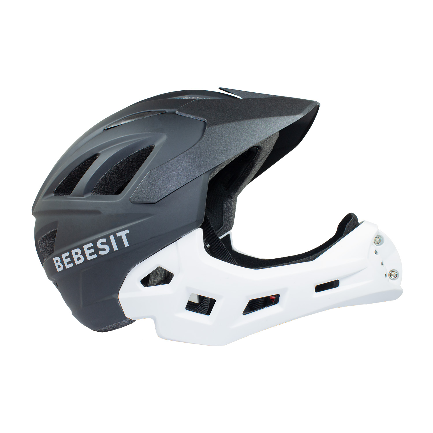CASCO INTEGRAL BICI CROSS REJILLA DESMONTABLE BLANCO NEGRO - 2