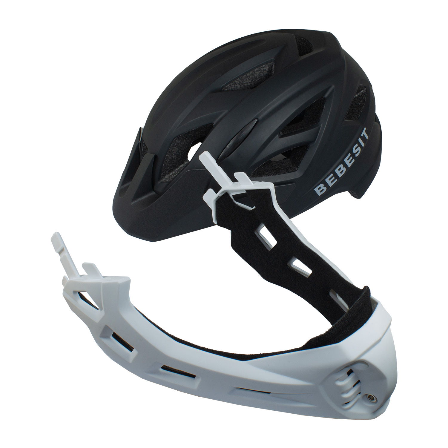CASCO INTEGRAL BICI CROSS REJILLA DESMONTABLE BLANCO NEGRO - 5