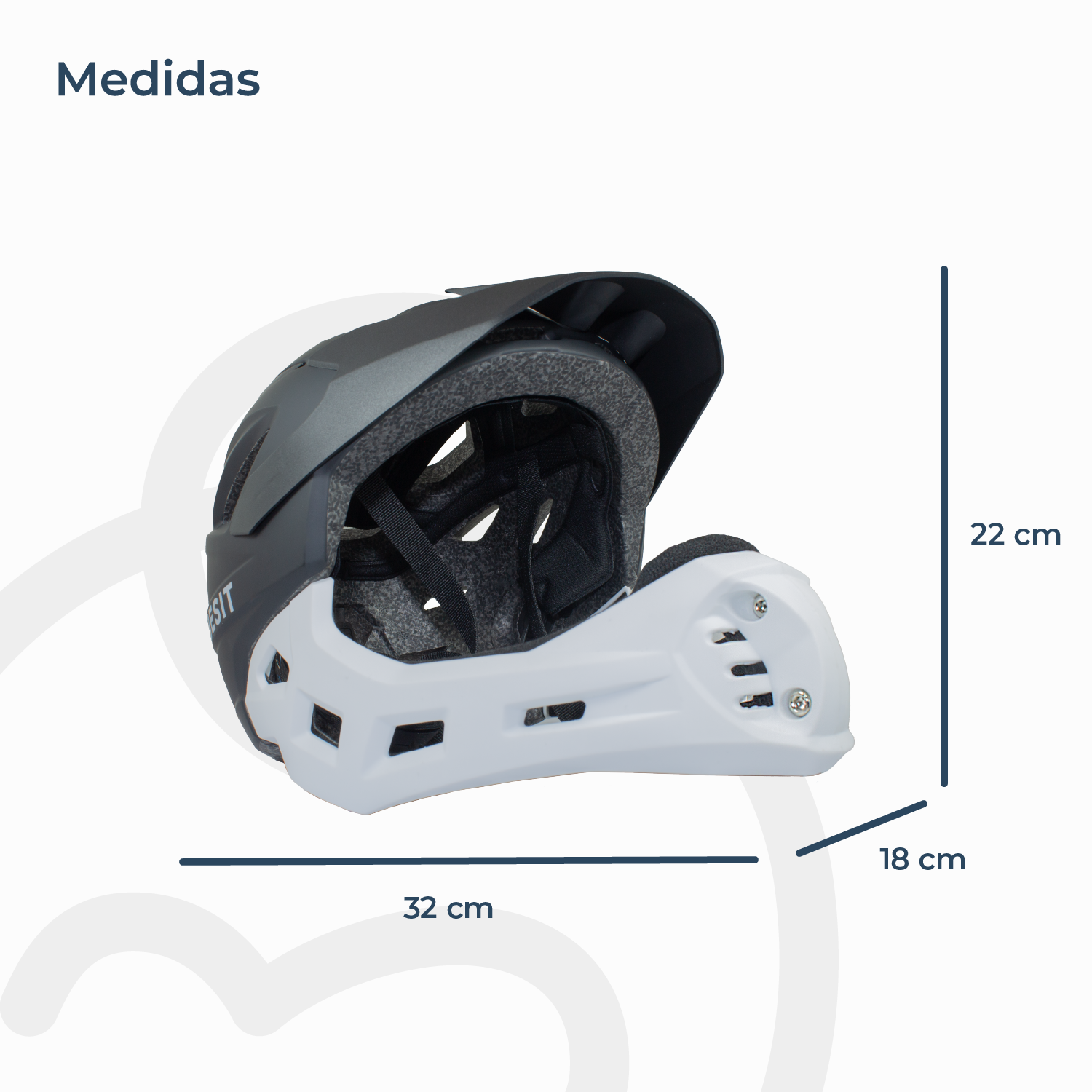 CASCO INTEGRAL BICI CROSS REJILLA DESMONTABLE BLANCO NEGRO - 8