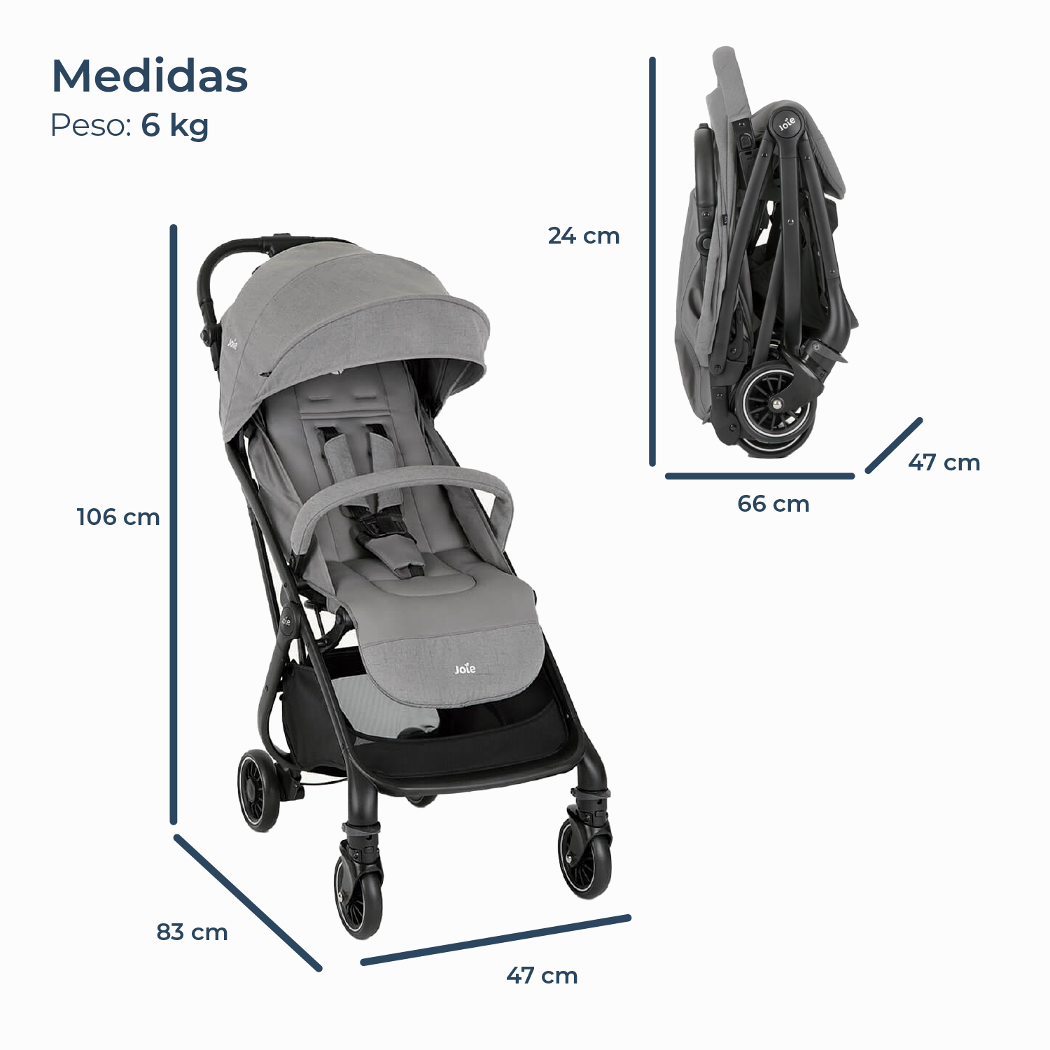 COCHE PASEO COMPACTO 3 EN 1 TOURIST PEBBLE JOIE - 6