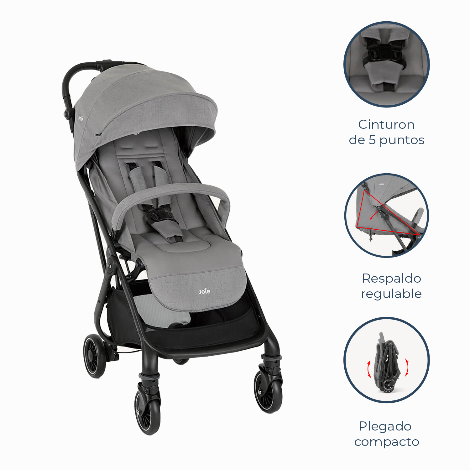 COCHE PASEO COMPACTO 3 EN 1 TOURIST PEBBLE JOIE - 7