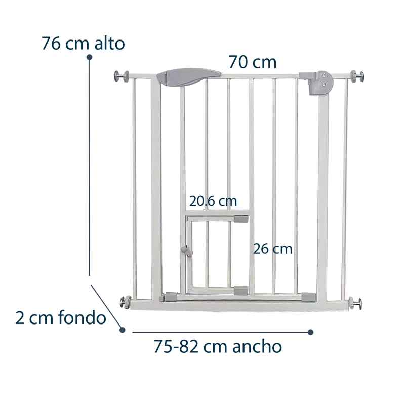 REJA SEGURIDAD BEBESIT BEBÉ PUERTA MASCOTA DOBLE SEGURO 75-82 CM BLANCO - 4