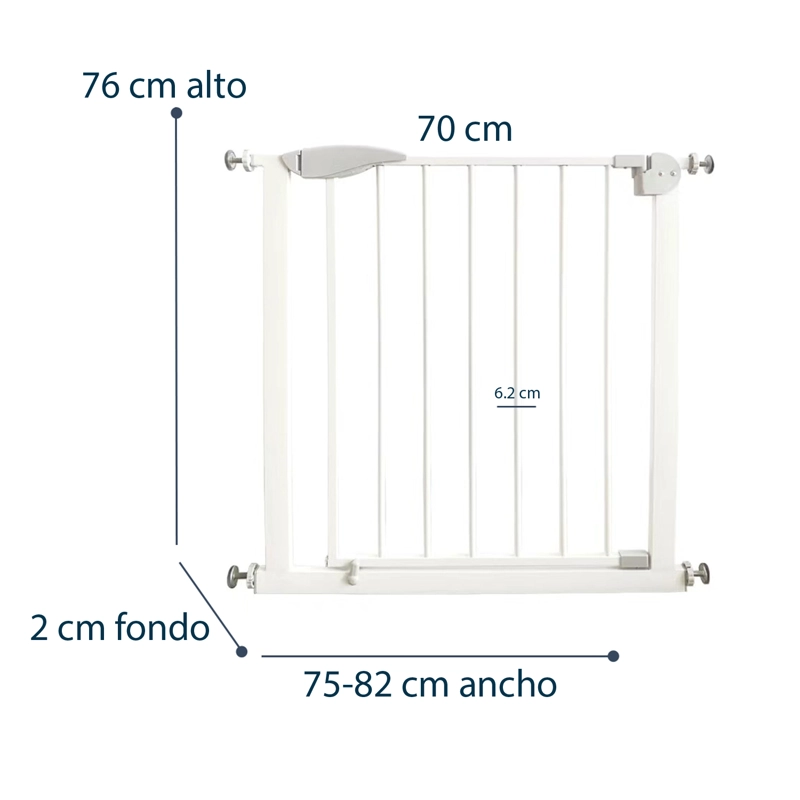 REJA SEGURIDAD BEBESIT BEBÉ MASCOTA DOBLE SEGURO 75 A 82 CM BLANCO - 7