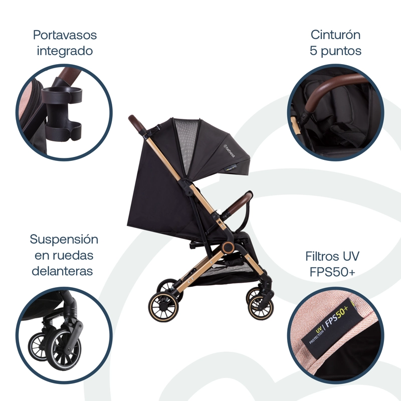 COCHE MALETA ULTRACOMPACTO PASEO MICRO SX NEGRO BEBESIT - 7