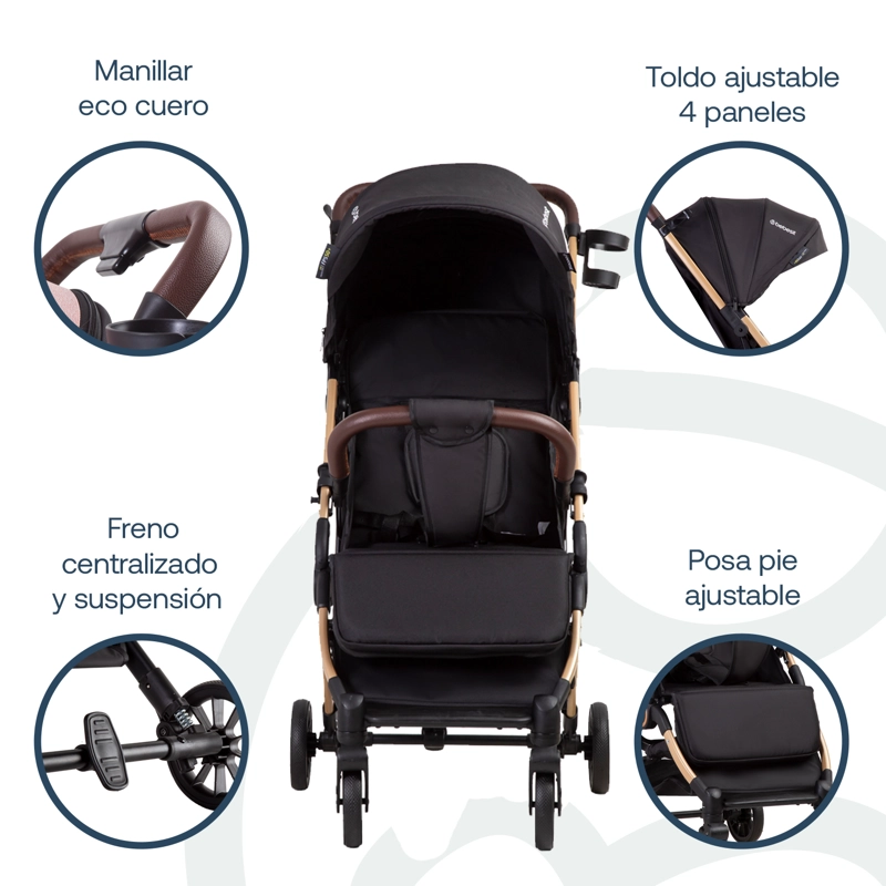 COCHE MALETA ULTRACOMPACTO PASEO MICRO SX NEGRO BEBESIT - 8