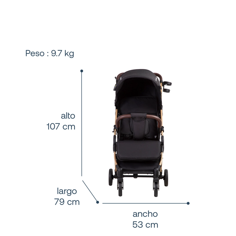 COCHE MALETA ULTRACOMPACTO PASEO MICRO SX NEGRO BEBESIT - 9