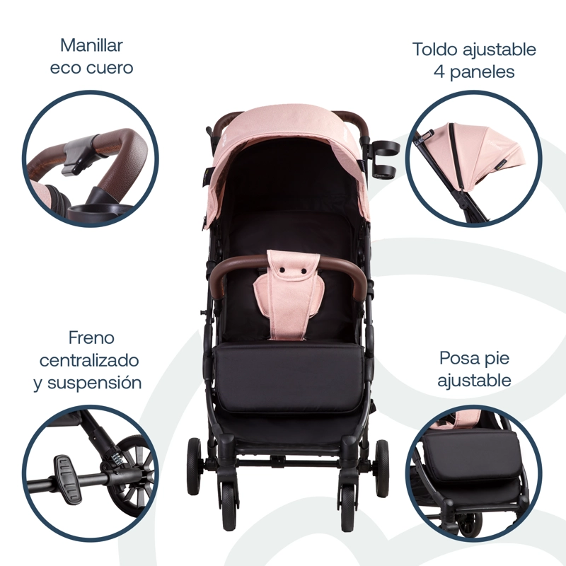 COCHE MALETA BEBESIT ROSA ULTRACOMPACTO PASEO MICRO SX - 7