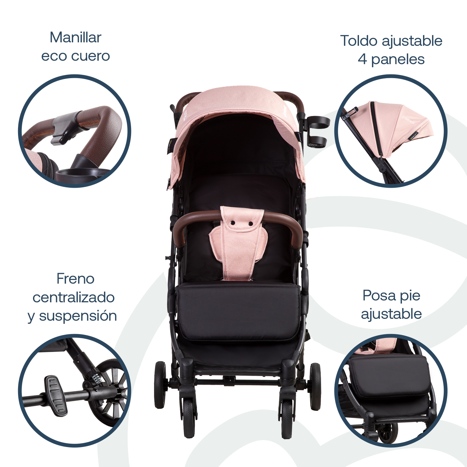 COCHE MALETA BEBESIT ROSA ULTRACOMPACTO PASEO MICRO SX - 7