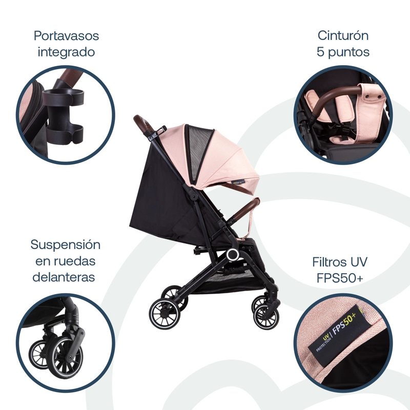 COCHE MALETA BEBESIT ROSA ULTRACOMPACTO PASEO MICRO SX - 8