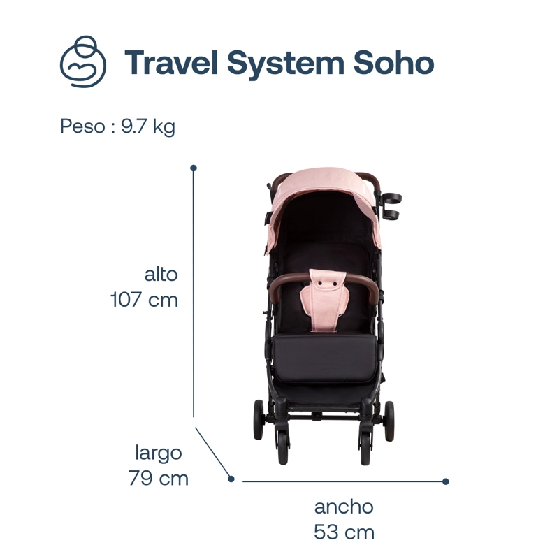 COCHE MALETA BEBESIT ROSA ULTRACOMPACTO PASEO MICRO SX - 9