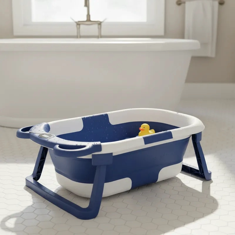 BAÑERA BEBESIT PLEGABLE SMART BEAR VIAJES BEBE TERMÓMETRO AZUL - 2