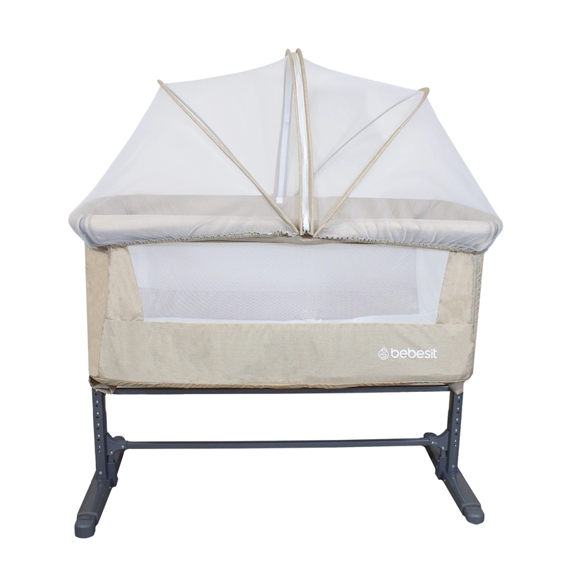 CUNA BEBESIT COLECHO CON MOSQUITERO MYSIDE LX ACERO BEIGE - 2