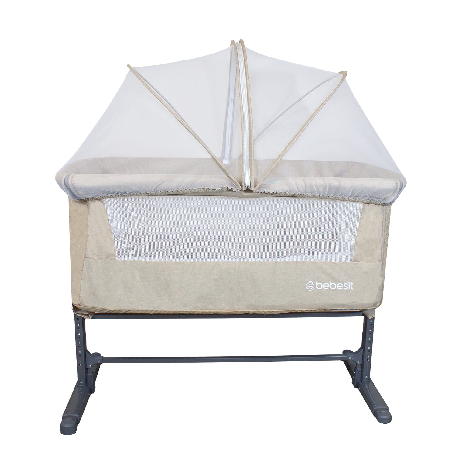 CUNA BEBESIT COLECHO CON MOSQUITERO MYSIDE LX ACERO BEIGE - 2