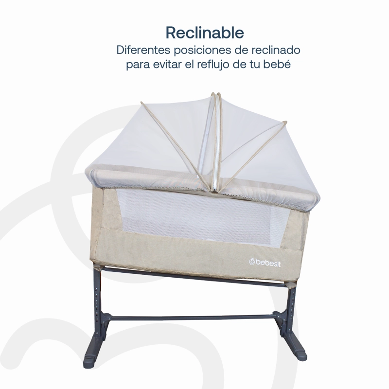 CUNA BEBESIT COLECHO CON MOSQUITERO MYSIDE LX ACERO BEIGE - 4