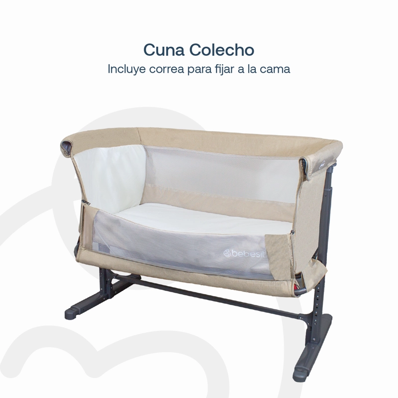 CUNA BEBESIT COLECHO CON MOSQUITERO MYSIDE LX ACERO BEIGE - 5