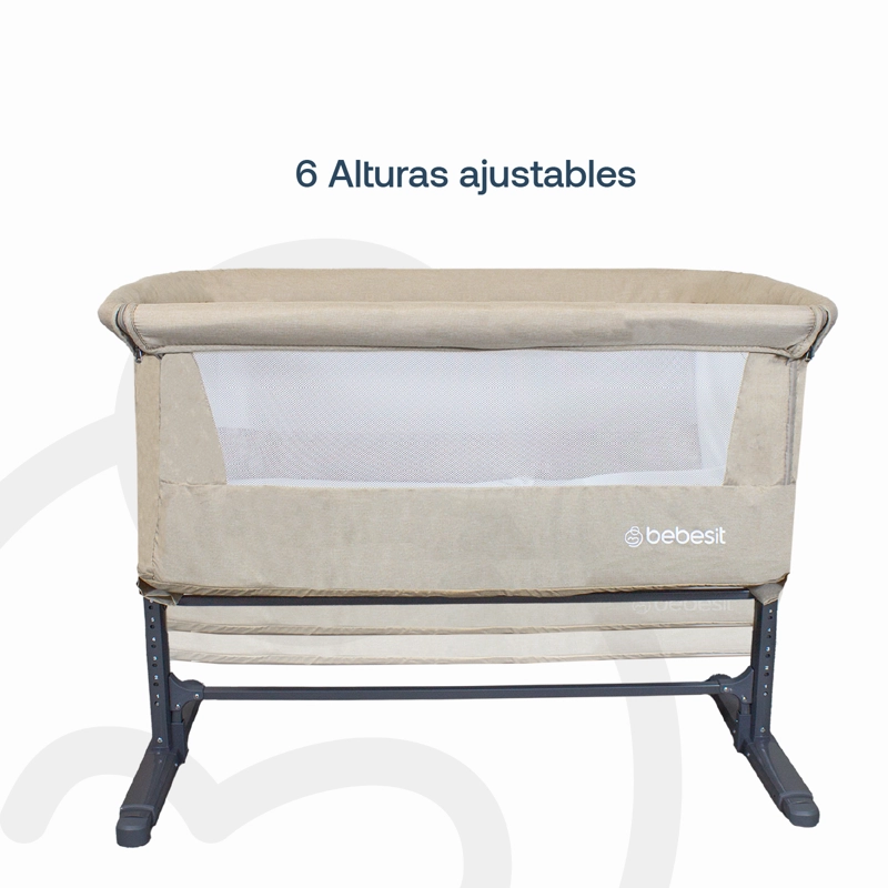 CUNA BEBESIT COLECHO CON MOSQUITERO MYSIDE LX ACERO BEIGE - 6