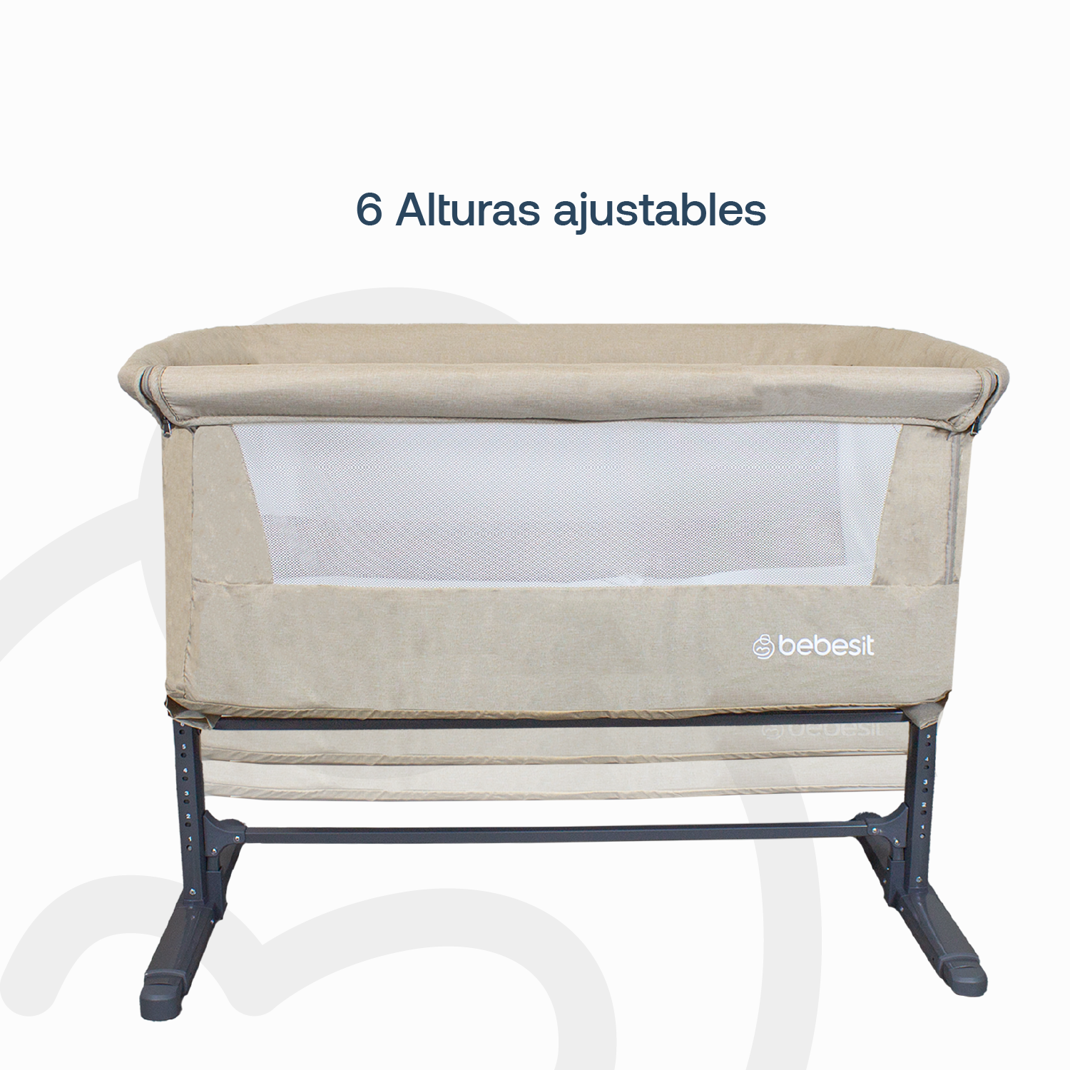 CUNA BEBESIT COLECHO CON MOSQUITERO MYSIDE LX ACERO BEIGE - 6