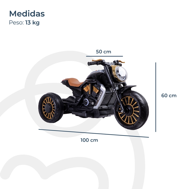 MOTO BEBESIT 3 RUEDAS A BATERÍA ELÉCTRICA SX NEGRA - 7