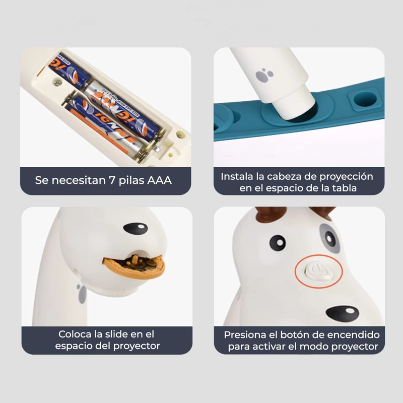 MESA JUGUETE PROYECTOR BEBESIT AZUL CACHORRO DIBUJAR MULTIFUNCIONAL - 3