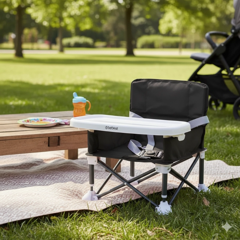 SILLA DE COMER PLEGABLE CAMPING XT01 NEGRO - 2