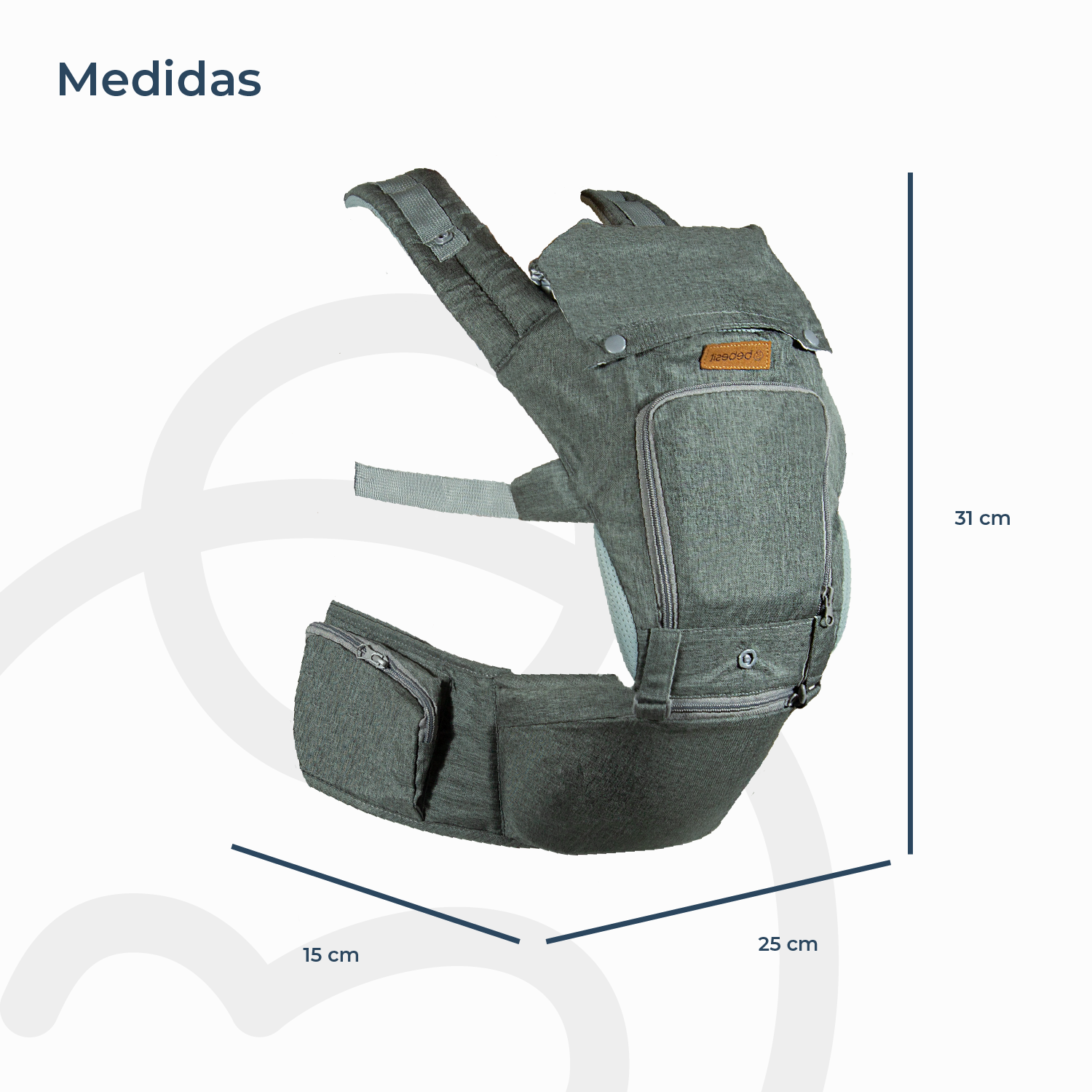 PORTABEBÉS BEBESIT ARNÉS CON ASIENTO CUIDADOS CADERA HIP SEAT GRIS - 7