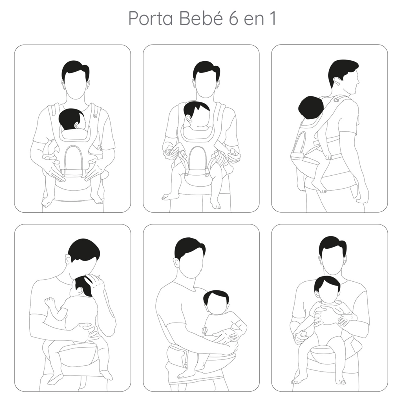 PORTABEBÉS BEBESIT ARNÉS CON ASIENTO CUIDADOS CADERA HIP SEAT GRIS - 9