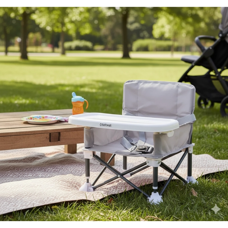 SILLA DE COMER PLEGABLE CAMPING XT01 GRIS - 2