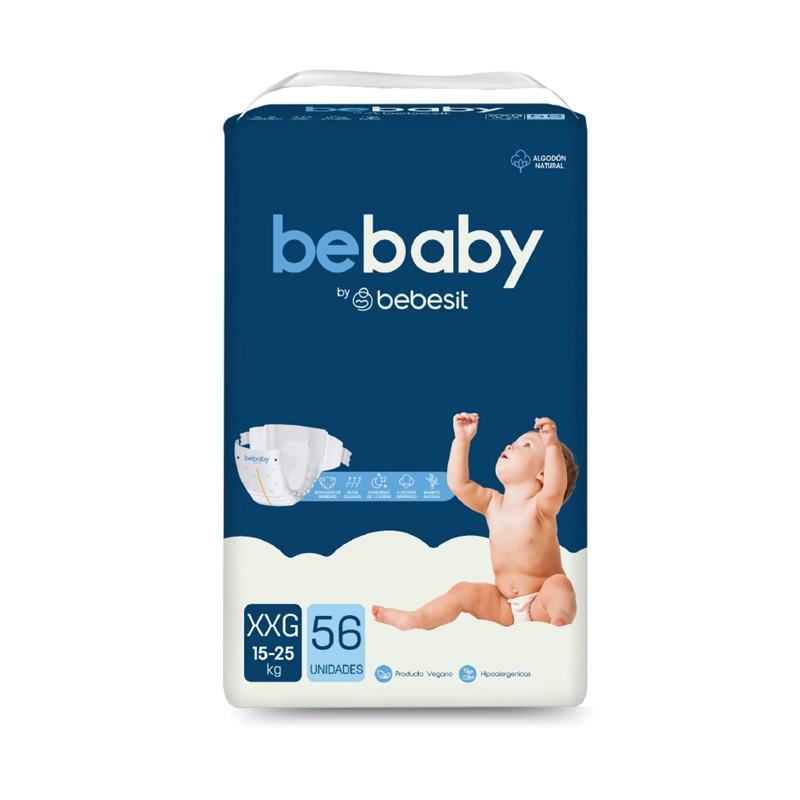 PAÑAL BEBESIT BEBABY PREMIUM BY XXG 56U HIPOALERGÉNICO 56 UNIDADES - 1