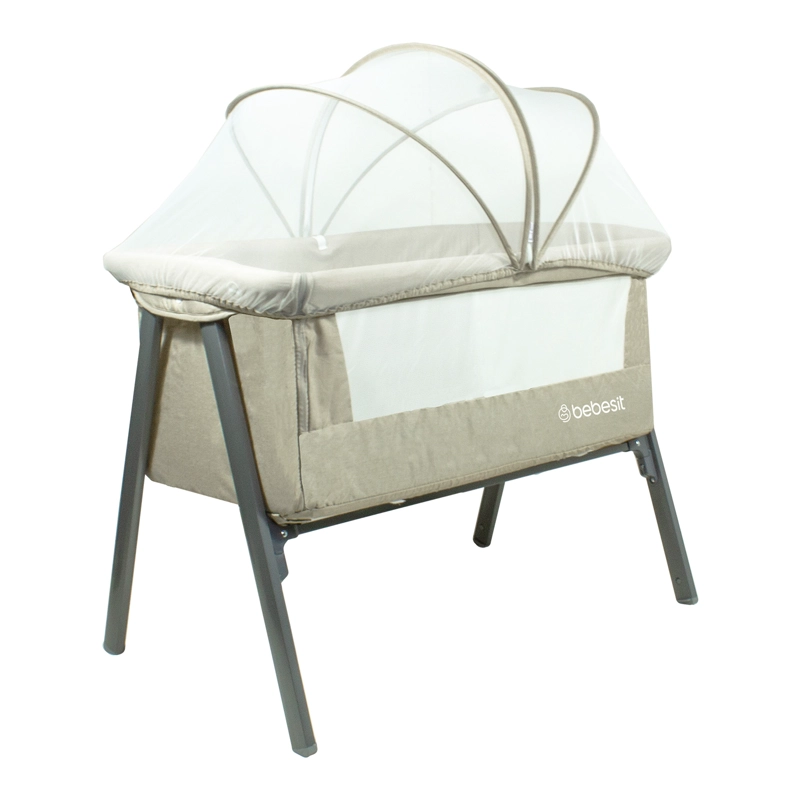 CUNA BEBESIT COLECHO EASY LX CON MOSQUITERO ACERO BEIGE - 1