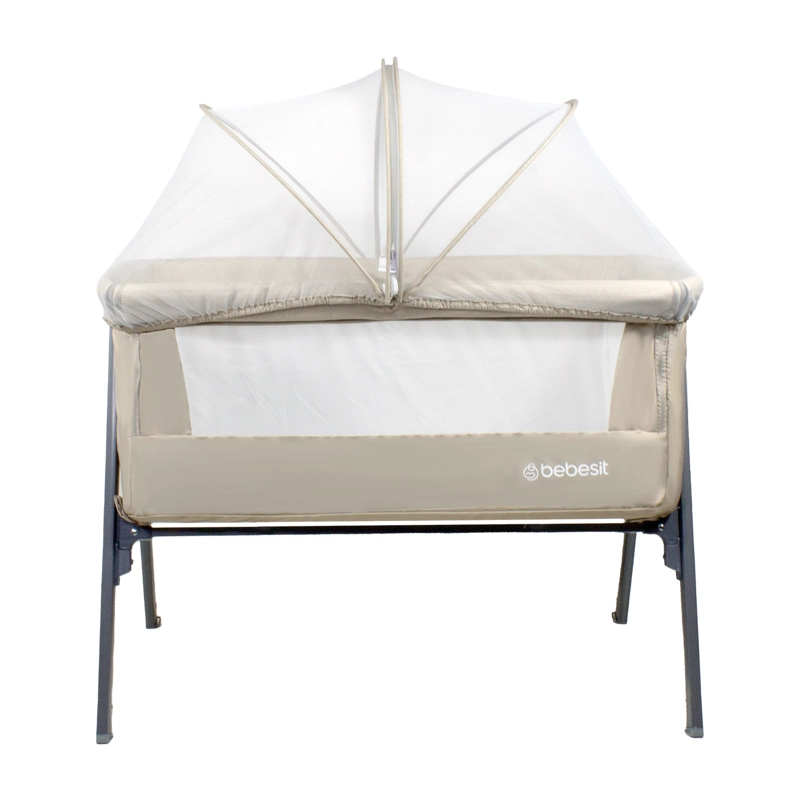 CUNA BEBESIT COLECHO EASY LX CON MOSQUITERO ACERO BEIGE - 2