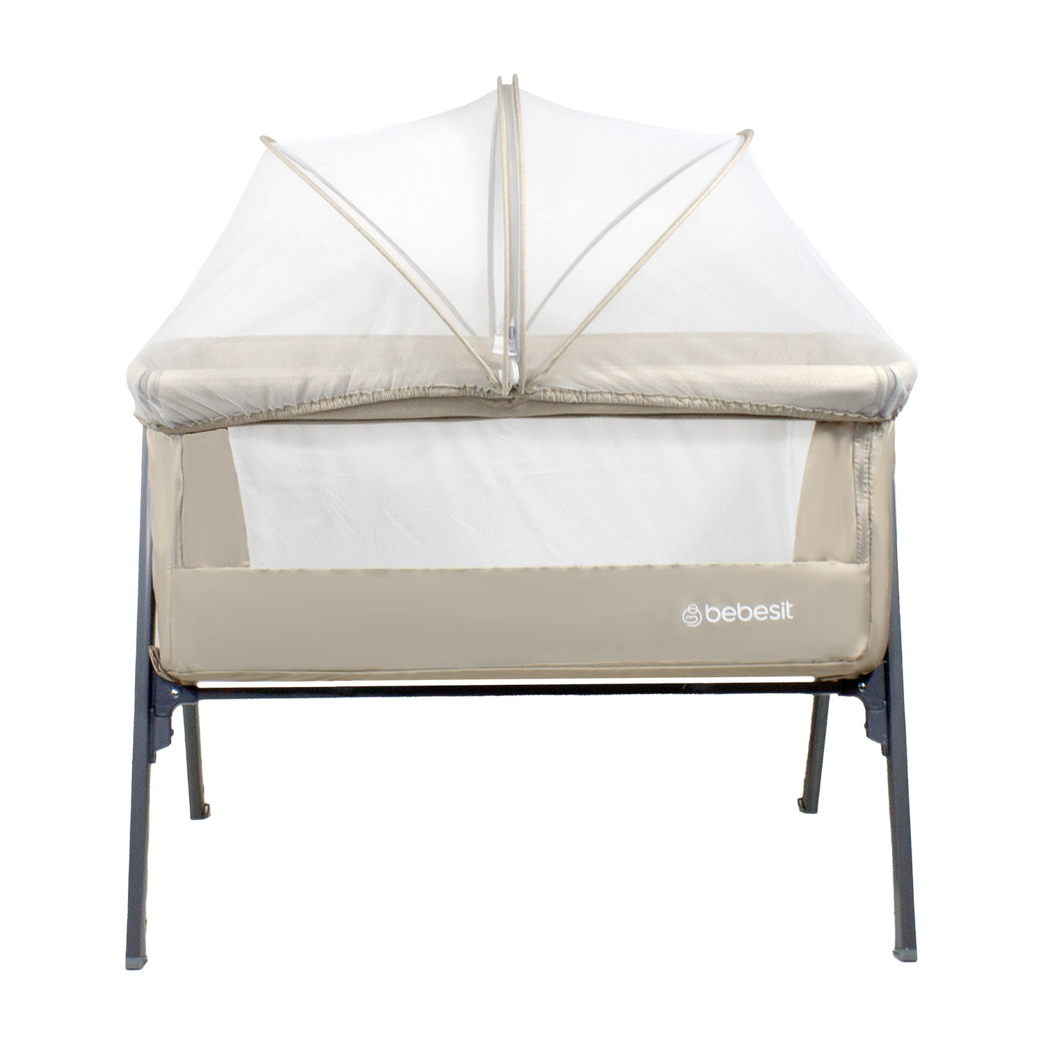 CUNA BEBESIT COLECHO EASY LX CON MOSQUITERO ACERO BEIGE - 2