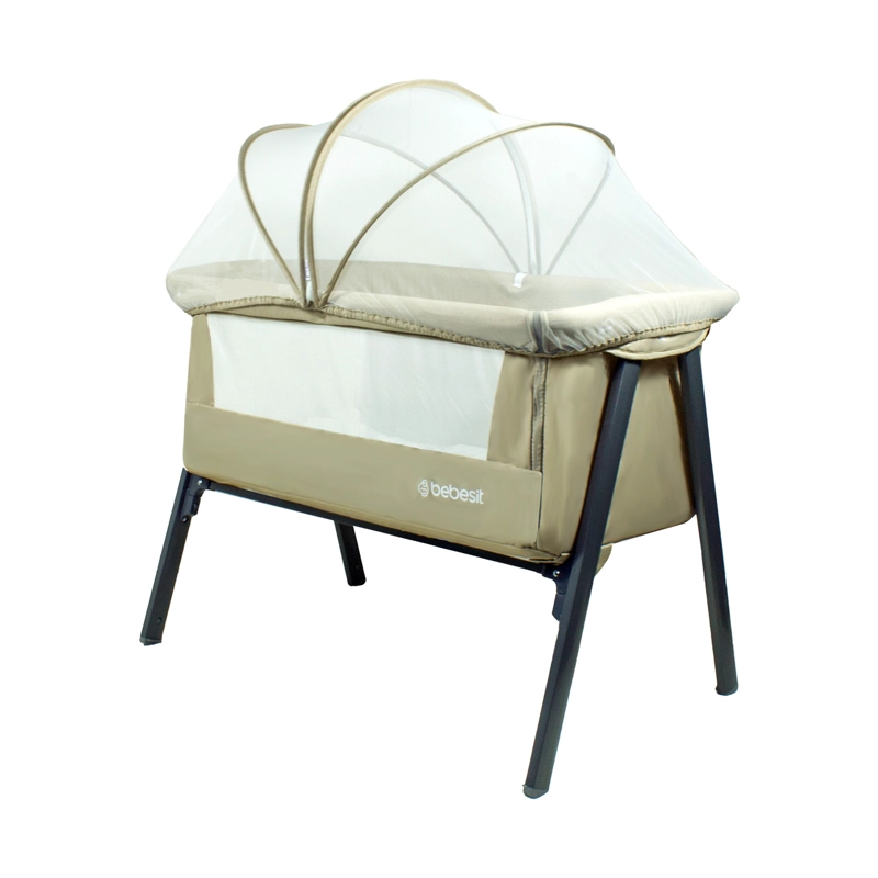 CUNA BEBESIT COLECHO EASY LX CON MOSQUITERO ACERO BEIGE - 3