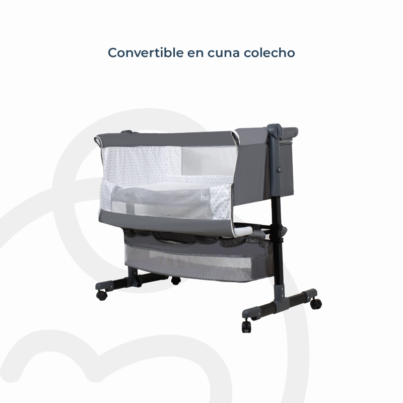 CUNA BEBESIT COLECHO COZY CON COLCHÓN MOSQUITERO Y CANASTO HUVI ACERO GRIS - 8