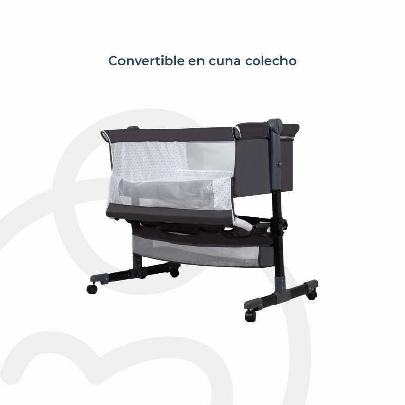 CUNA BEBESIT COLECHO COZY CON COLCHÓN MOSQUITERO CANASTO HUVI ACERO NEGRO - 7