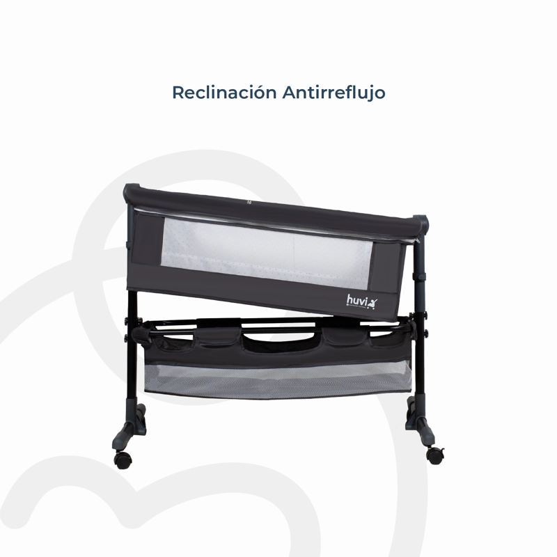 CUNA BEBESIT COLECHO COZY CON COLCHÓN MOSQUITERO CANASTO HUVI ACERO NEGRO - 8